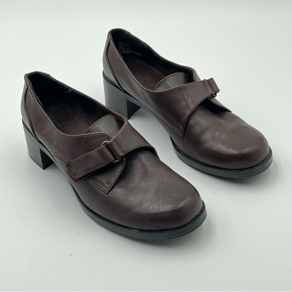 CROFT & BARROW Brown Celine Leather Chunky Heel Wichcore Loafers Women’s 8.5